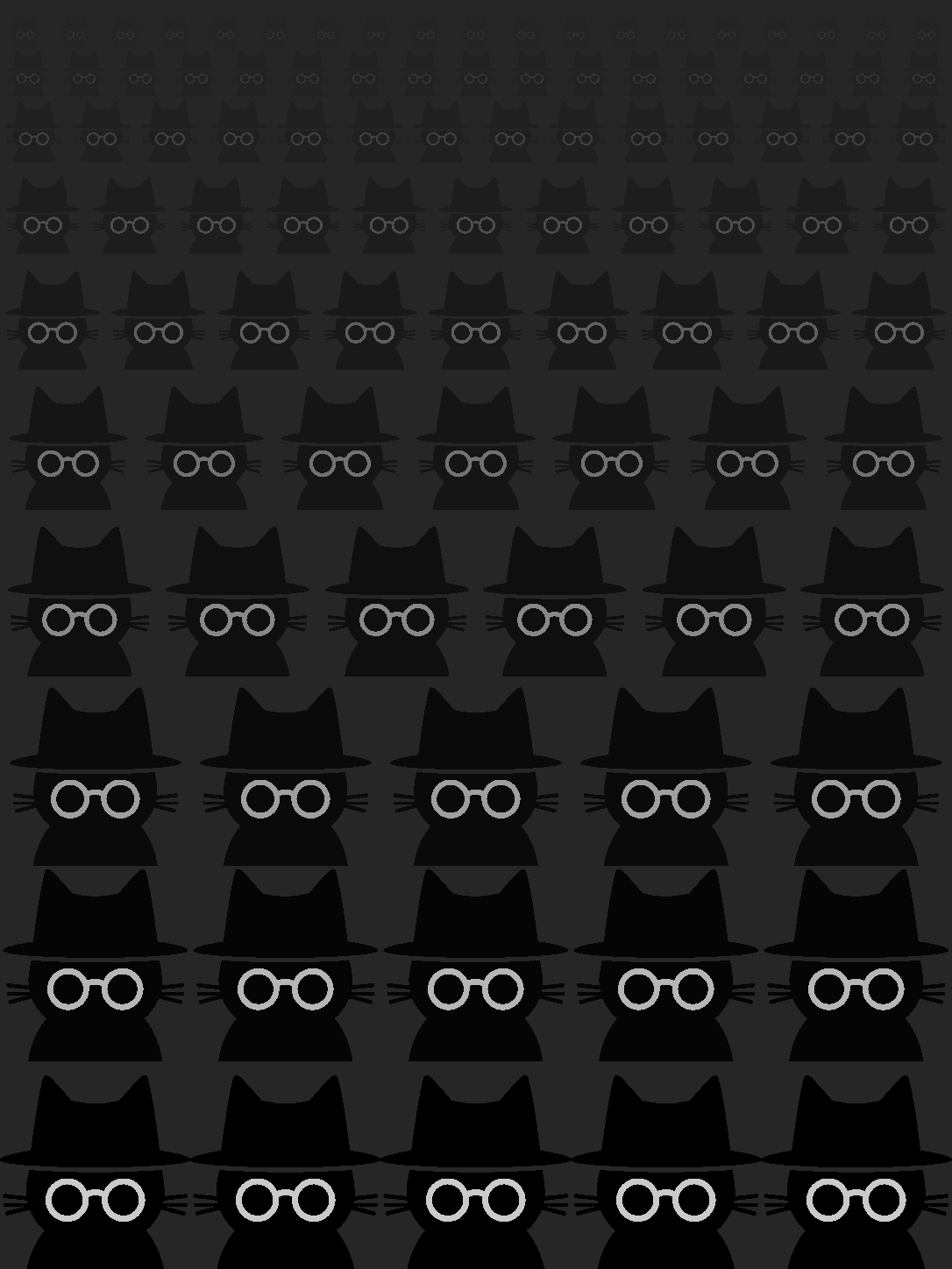 Rows of identical silhouettes fading into the dark